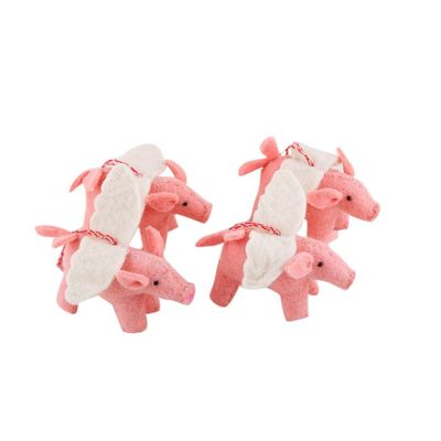Alternate image for Set of 4 Handcrafted Wool Felt Pig Ornaments from India Flying Piggies