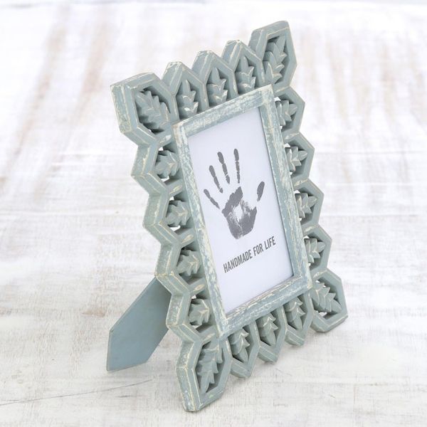 Alternate image for Light Grey Distressed Hand Carved Mango Wood Photo Frame 5x7 Garden Gate