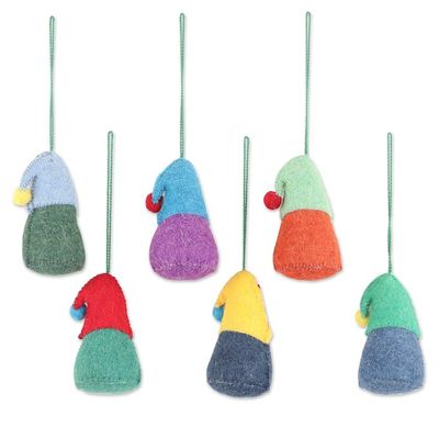 Alternate image for Wool Felt Holiday Ornaments Set of 6 Nordic Gnomes