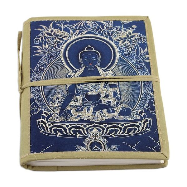 Alternate image for Unlined Handmade Paper Journal with Buddha Image Buddha in Blue