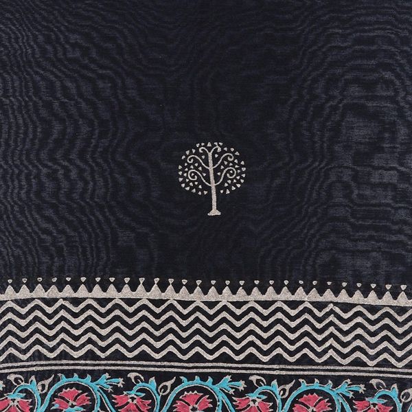 Alternate image for Hand-Woven Cotton and Silk Shawl Dark Dreams