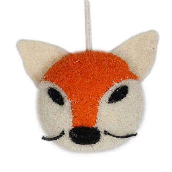 Alternate image for Hand Crafted Animal Face Wool Felt Ornaments Set of 6 Happy Animals