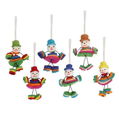 Alternate image for Set of 6 Dapper Doll Wood Felt Ornaments Dapper Dolls