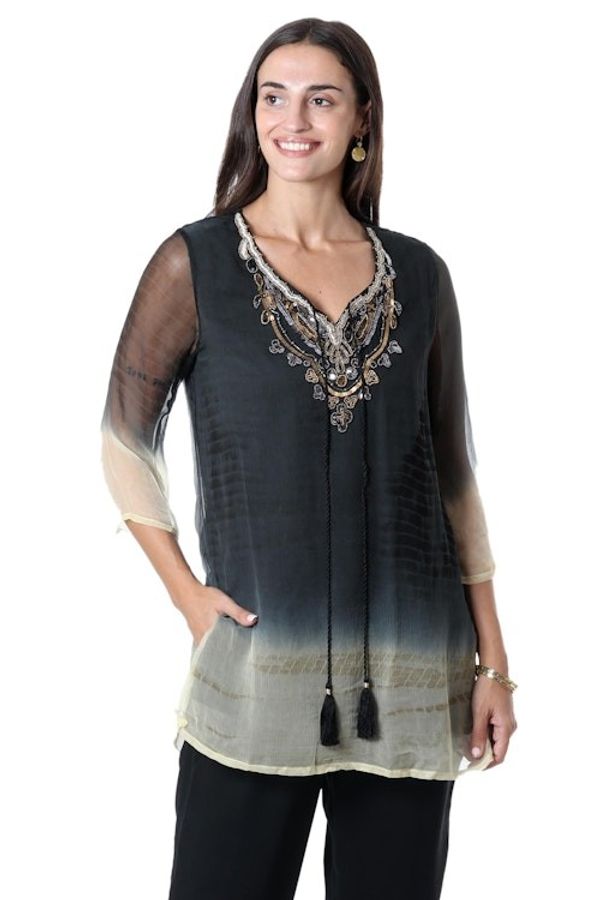 Alternate image for Tie-Dyed Tunic with Glass Bead Detail Magical Glamour