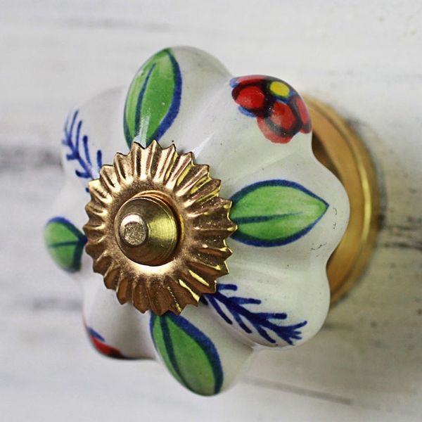 Alternate image for Ceramic Cabinet Knobs Floral Multicolored Set of 6 India Garden Glamour