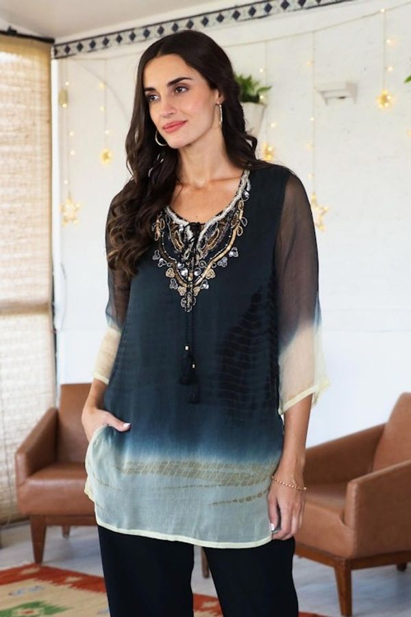 Alternate image for Tie-Dyed Tunic with Glass Bead Detail Magical Glamour
