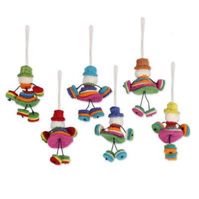 Alternate image for Set of 6 Dapper Doll Wood Felt Ornaments Dapper Dolls