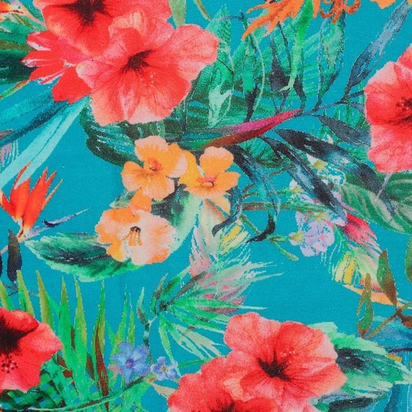 Alternate image for Turquoise Blue Cotton Table Runner with Floral Pattern Floral Greetings