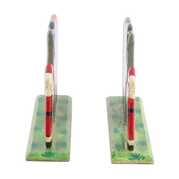 Alternate image for Hand Painted Christmas Decor with Santa and Elephants Pair Jungle Santa