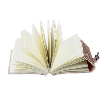 Alternate image for Embossed Cotton and Leather Peacock-Motif Journal Peacock Glory