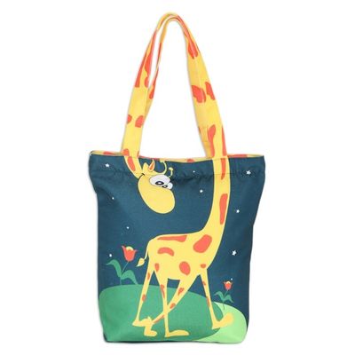 Alternate image for Cotton Tote Bag with Printed Giraffe Motif Made in India Life on Planet
