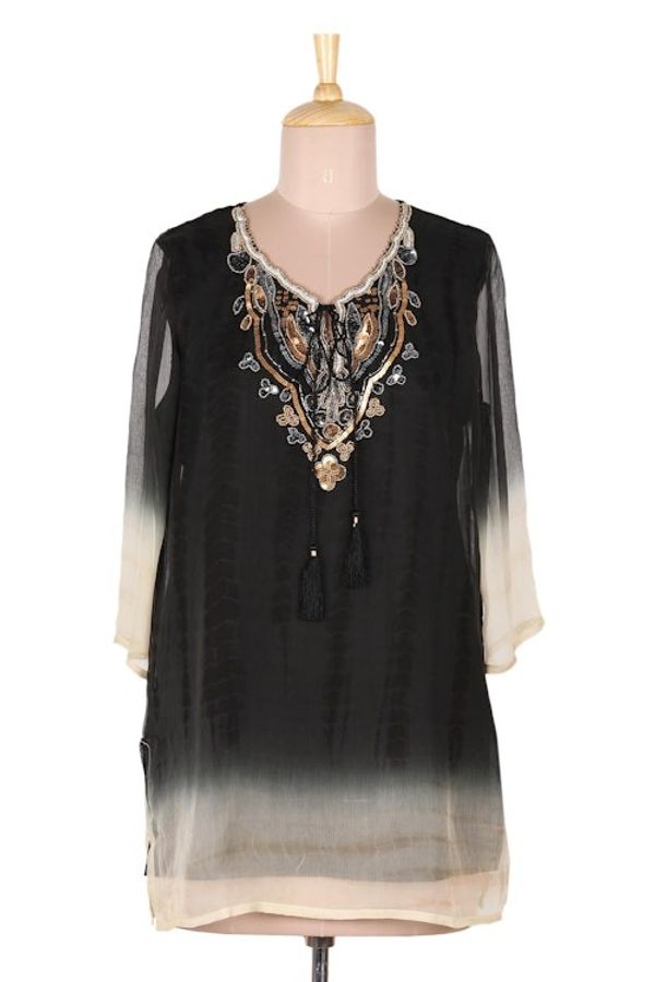 Alternate image for Tie-Dyed Tunic with Glass Bead Detail Magical Glamour