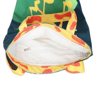 Alternate image for Cotton Tote Bag with Printed Giraffe Motif Made in India Life on Planet