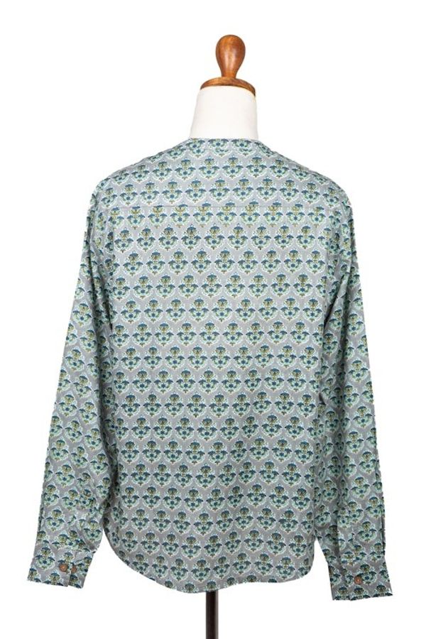 Alternate image for Mens Mandarin-Style Collar Cotton Shirt Floral Festivities