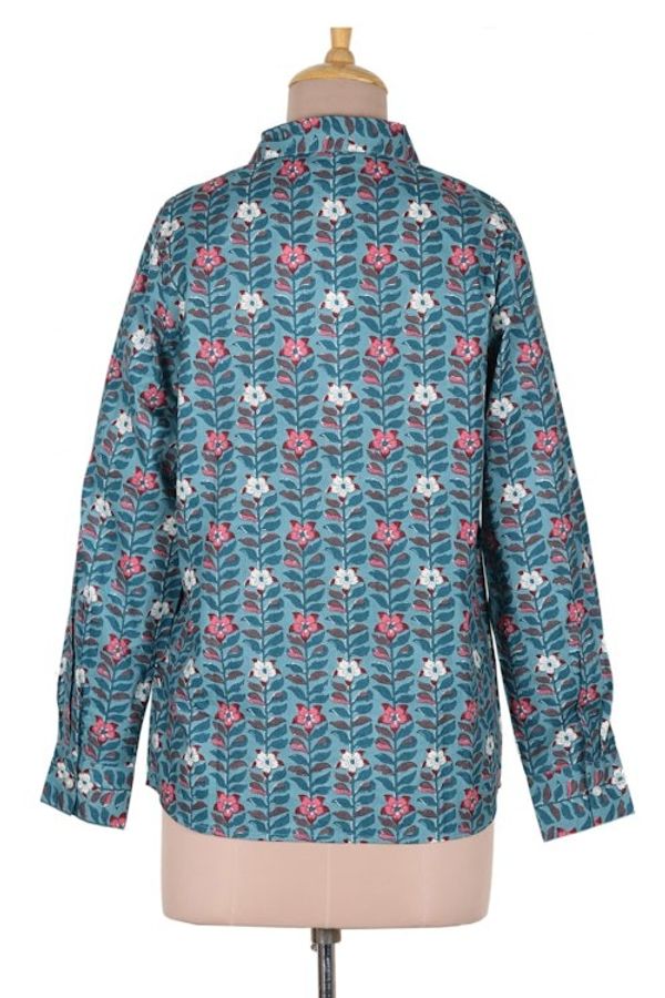 Alternate image for Printed Long Sleeve Cotton Shirt Floral Saga