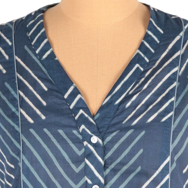 Alternate image for Cotton Pajama Set with Chevron and Boho-Inspired Prints Geometric Indigo