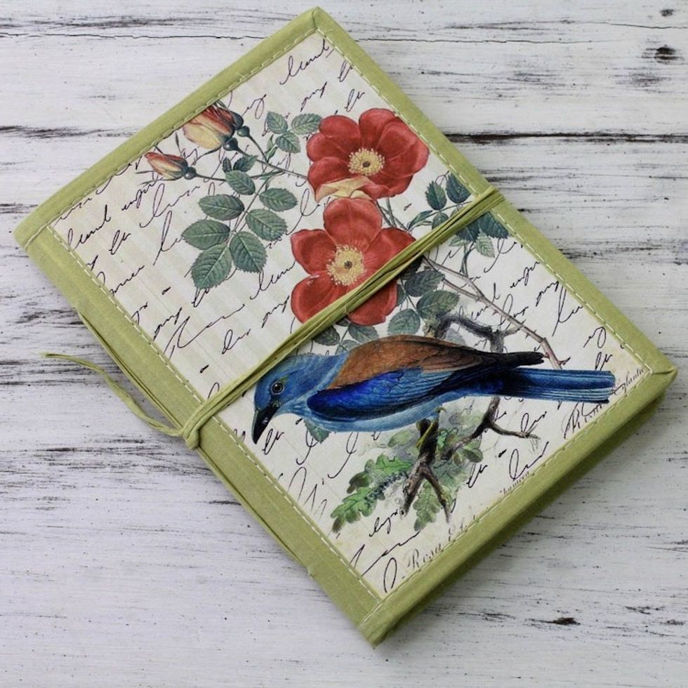 Handmade Paper Journal with 48 Pages 'Kingfisher Memoirs'