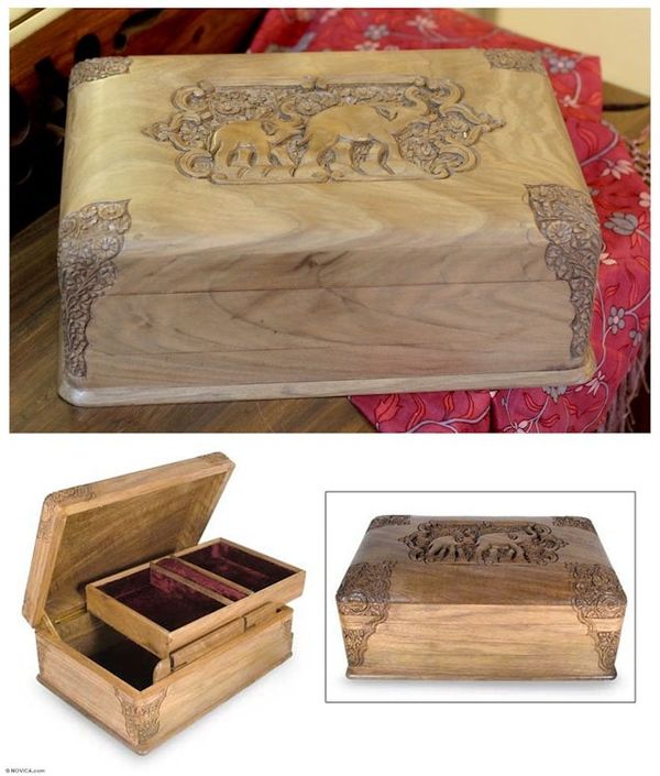 Alternate image for Wood Jewelry Box Elephant Leisure