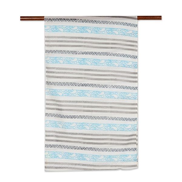 Alternate image for Striped Grey Cotton Chanderi Scarf from India Paisley Breeze