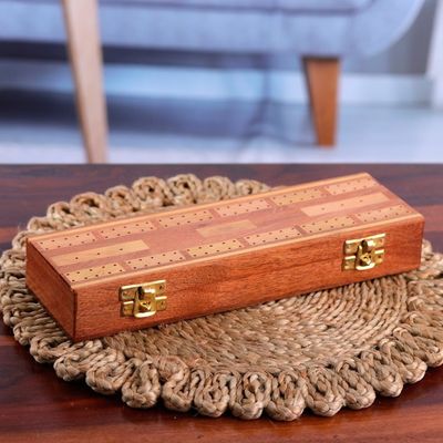 Alternate image for Handcrafted Acacia and Haldu Wood Cribbage Game from India Lucky Minds
