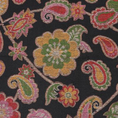 Alternate image for Floral Wool Shawl in Black from India Midnight Posies