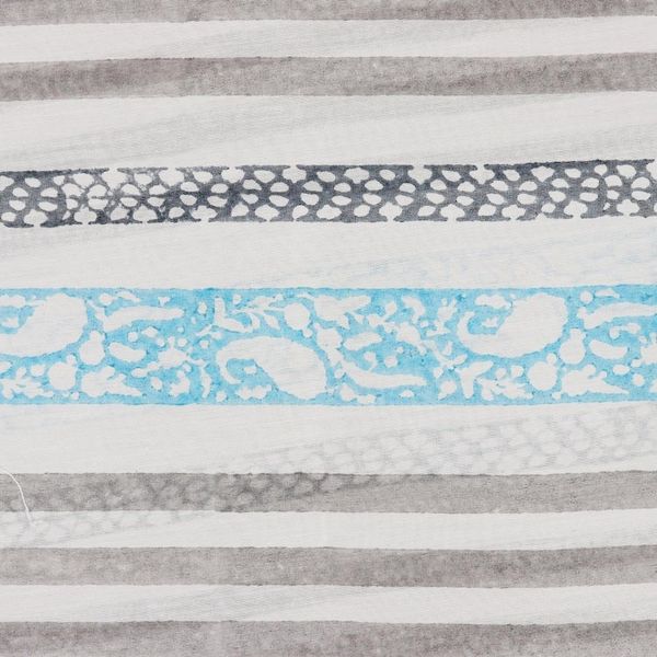 Alternate image for Striped Grey Cotton Chanderi Scarf from India Paisley Breeze