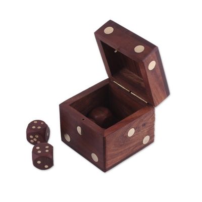 Alternate image for Wood Dice Set with Matching Box from India Game of Chance