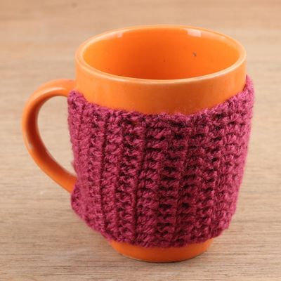 Alternate image for Hand-Knit Buttoned Beverage Cozy Cozy Coffee