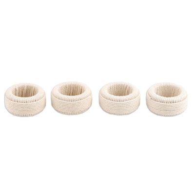 Alternate image for Cotton Napkin Rings with Sturdy Plastic Structure Set of 4 Round Whim