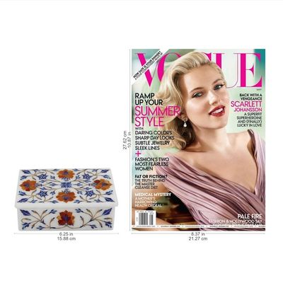 Alternate image for Hand Crafted Flower Theme Marble Inlay Jewelry Box Marigolds