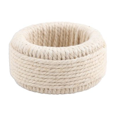 Alternate image for Cotton Napkin Rings with Sturdy Plastic Structure Set of 4 Round Whim