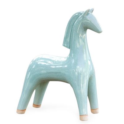 Alternate image for Celadon ceramic statuette Elegant Equine