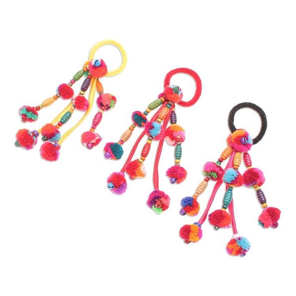 Alternate image for Hand Crafted Cotton-Blend Hair Scrunchies Set of 3 Tribal Beauty in Desert
