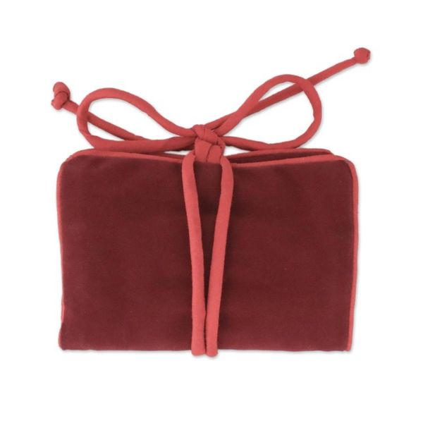 Alternate image for Handmade Lisu Hill Tribe Velvet Jewelry Roll from Thailand Precious Hill Tribe in Red
