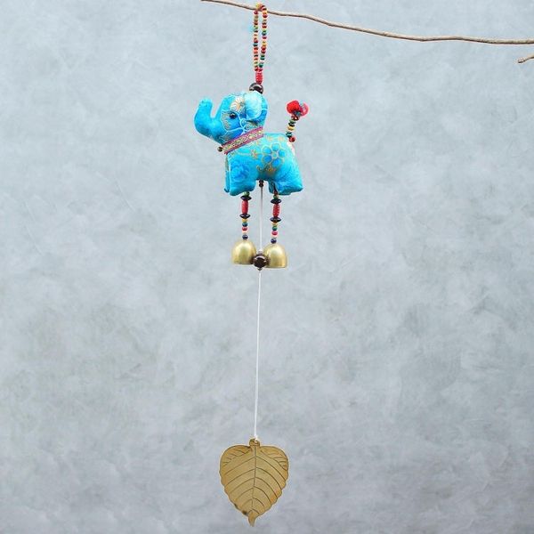 Alternate image for Elephant-Themed Cotton Mobile in Blue from Thailand Elephant Dance in Blue