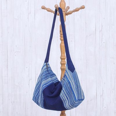 Alternate image for Hand Made Blue Cotton Shoulder Bag Blue Passion