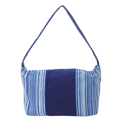 Alternate image for Hand Made Blue Cotton Shoulder Bag Blue Passion