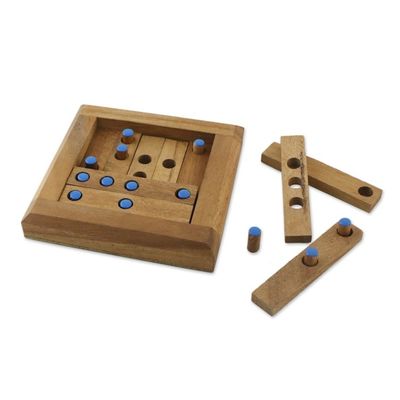 Alternate image for Blue Dot Raintree Wood Puzzle from Thailand Blue Dots