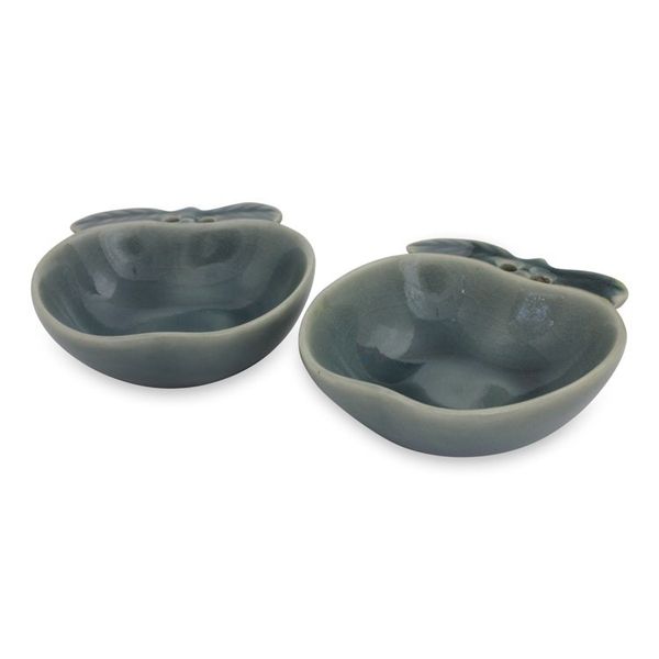 Alternate image for Blue Celadon Condiment Dish Pair from Thailand Blue Apple