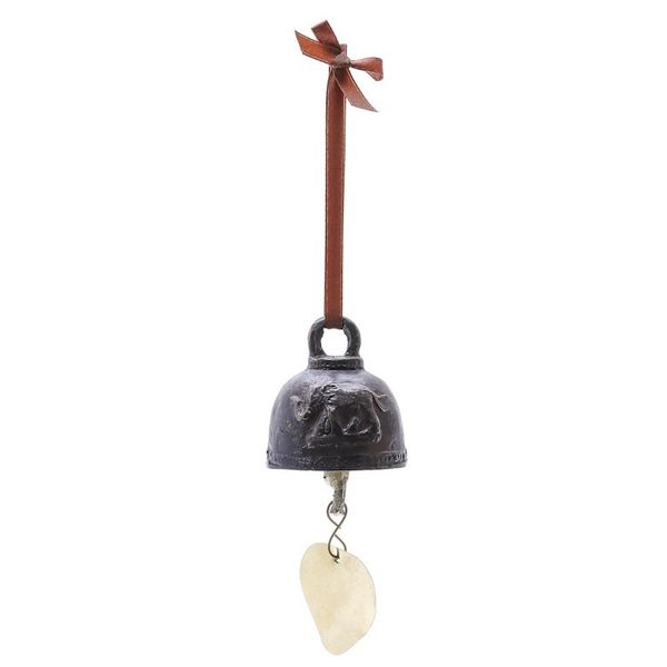 Alternate image for Oxidized Elephant Motif Brass Bell Crafted in Thailand Antique Sound