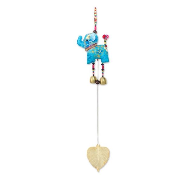 Alternate image for Elephant-Themed Cotton Mobile in Blue from Thailand Elephant Dance in Blue