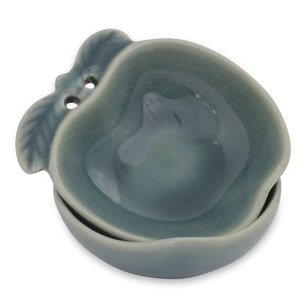 Alternate image for Blue Celadon Condiment Dish Pair from Thailand Blue Apple