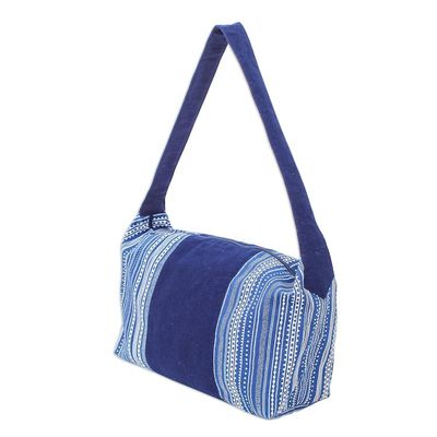 Alternate image for Hand Made Blue Cotton Shoulder Bag Blue Passion