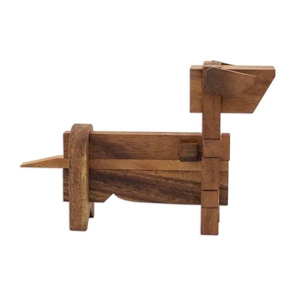 Alternate image for Handcrafted Wood Dog-Shaped Puzzle from Thailand Excited Puppy