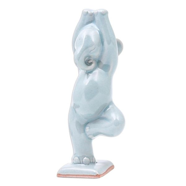 Alternate image for Ceramic Elephant Yoga Figurine from Thailand Elephant Tree Pose