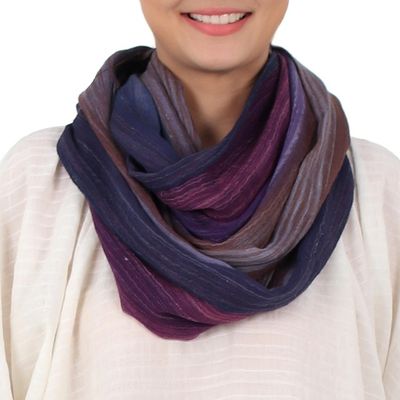 Alternate image for Colorful 100 Cotton Hand Woven Infinity Scarf from Thailand Radiant Horizon