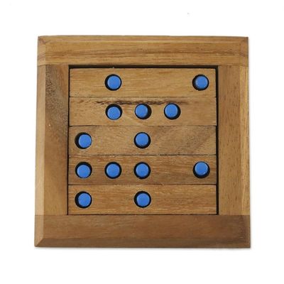 Alternate image for Blue Dot Raintree Wood Puzzle from Thailand Blue Dots