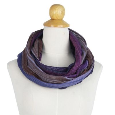 Alternate image for Colorful 100 Cotton Hand Woven Infinity Scarf from Thailand Radiant Horizon