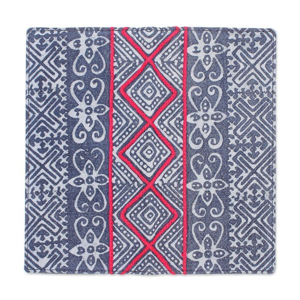 Alternate image for Hand Made Cotton and Leather Batik Long Wallet Red Thread