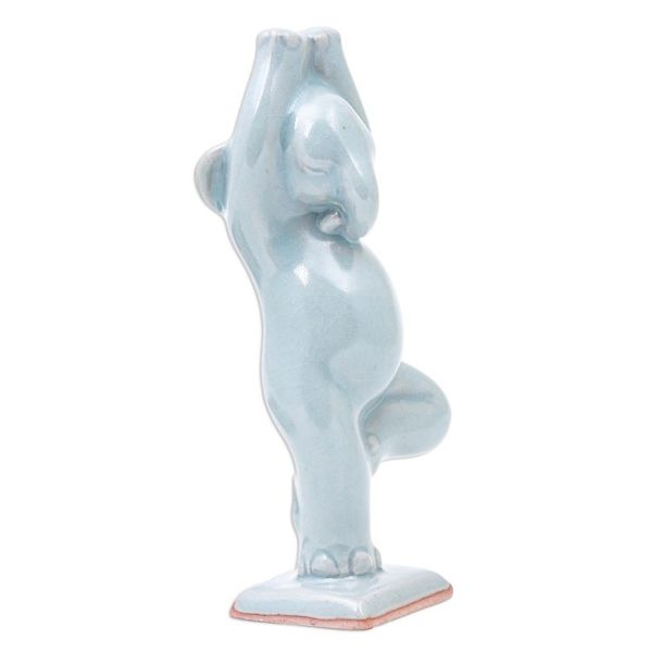 Alternate image for Ceramic Elephant Yoga Figurine from Thailand Elephant Tree Pose